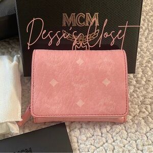 MCM Blossom Pink Small Aren Trifold Wallet